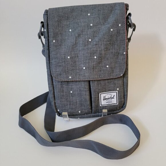 Herschel Pender Unisex Crossbody Bag - Gray with White Polka Dots - Picture 2 of 12